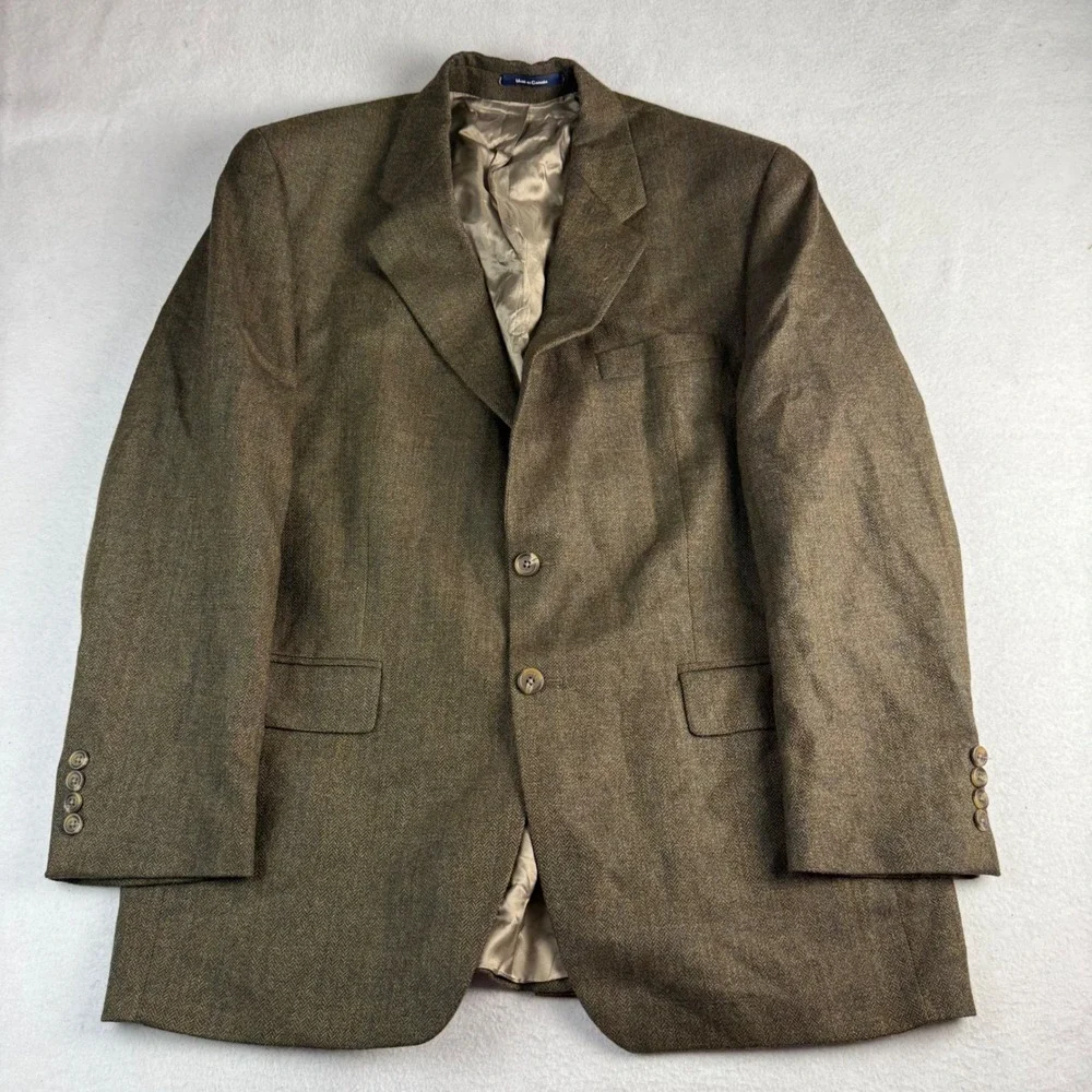 Chaps Ralph Lauren Mens Brown Herringbone Lambswool Blazer Sport Coat Canada